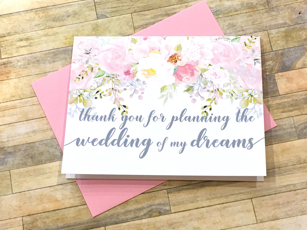 Wedding Planner Thank You Card Pink and Grey