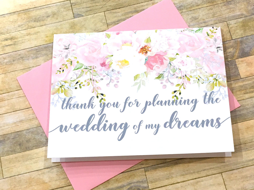 Wedding Planner Thank You Card Pink and Grey
