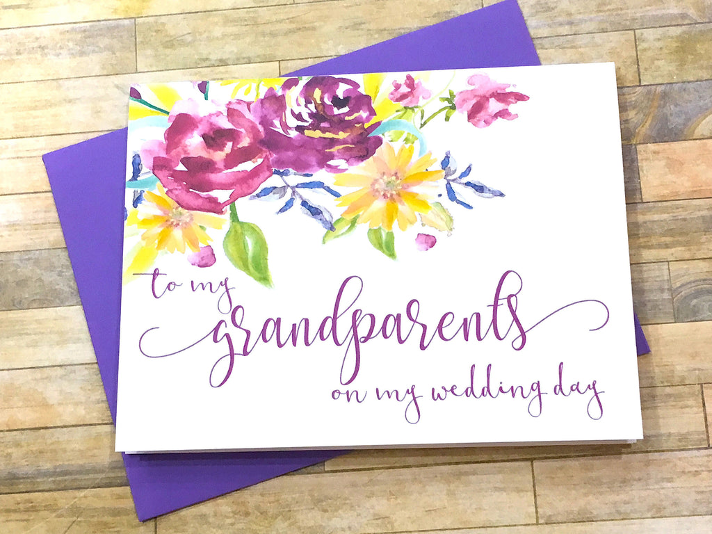 Script Grandparents on My Wedding Day Card Purple