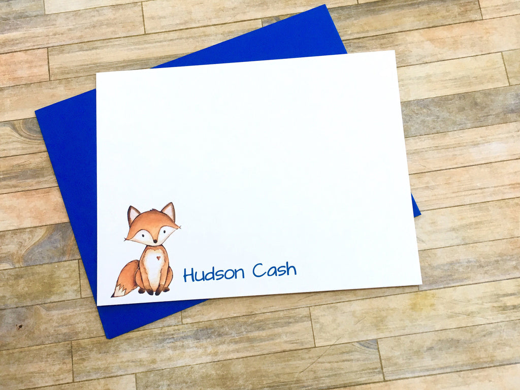Fox Watercolor Personalized Note Cards