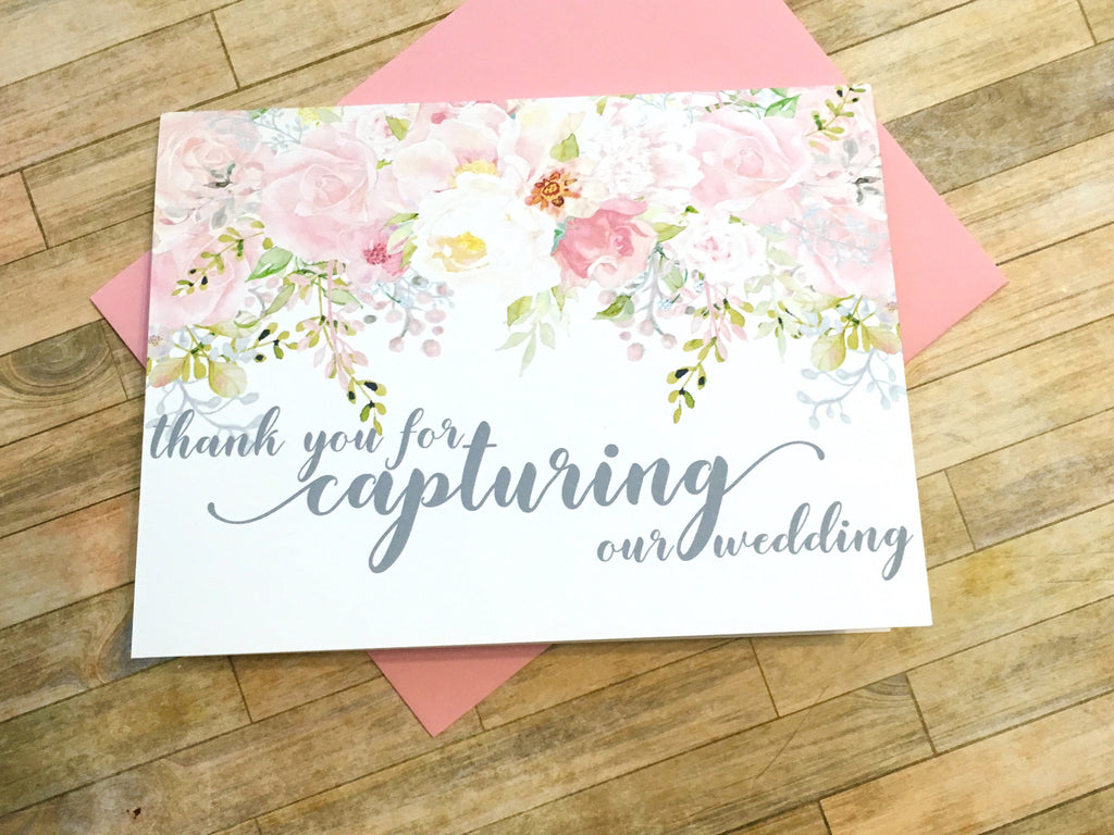 Photographer Thank You Card Pink and Grey