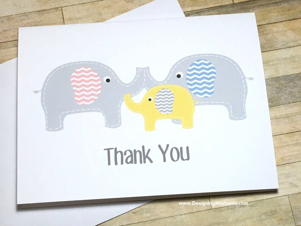 Baby Elephant Thank You Cards
