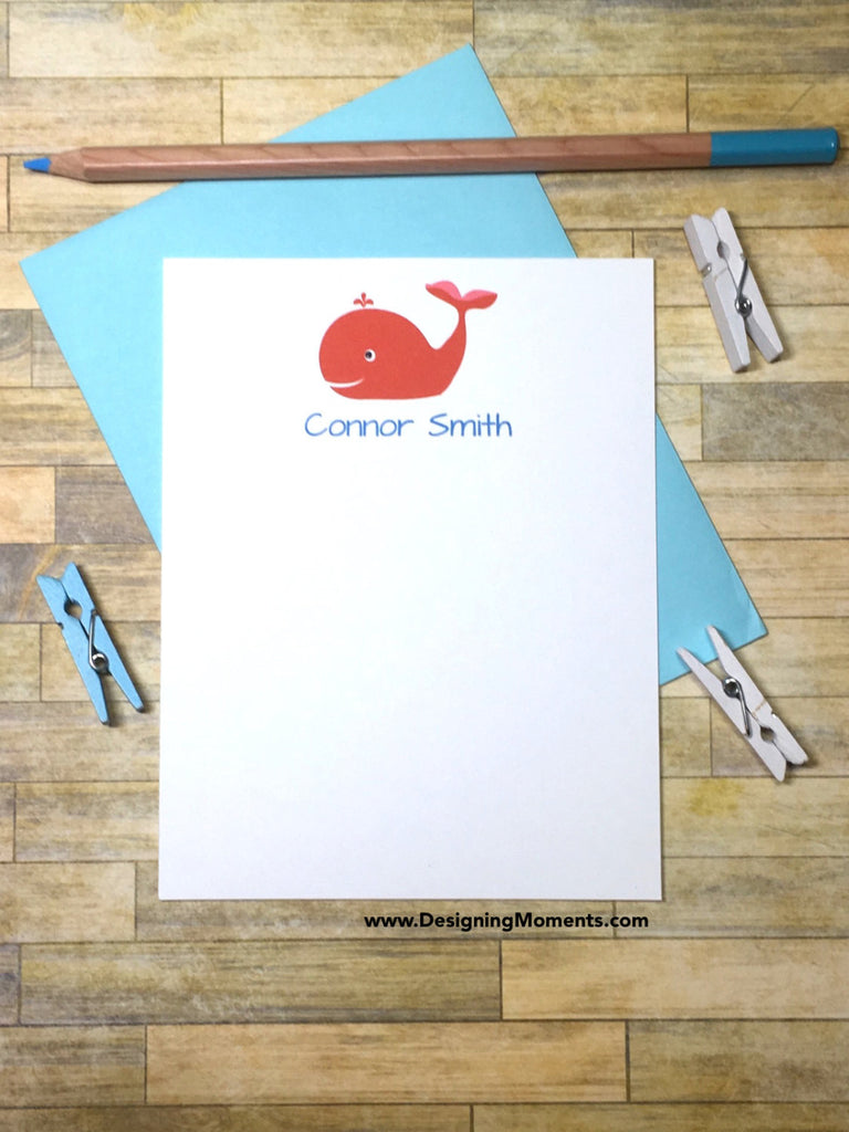 Red Whale Personalized Note Cards