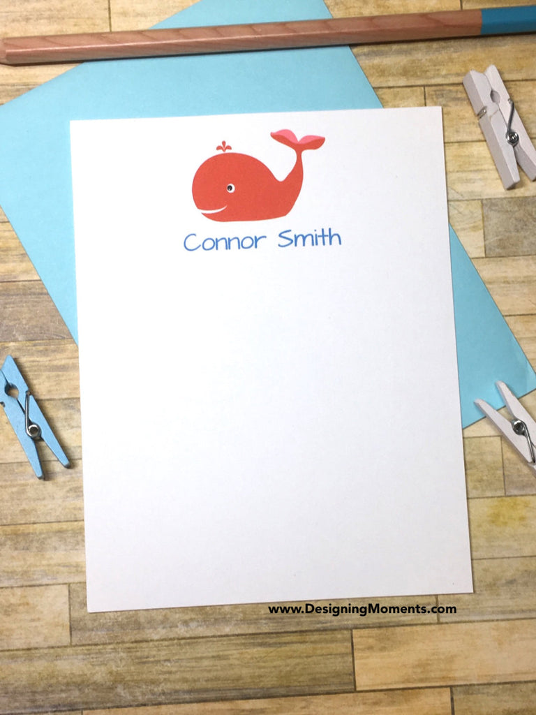 Red Whale Personalized Note Cards