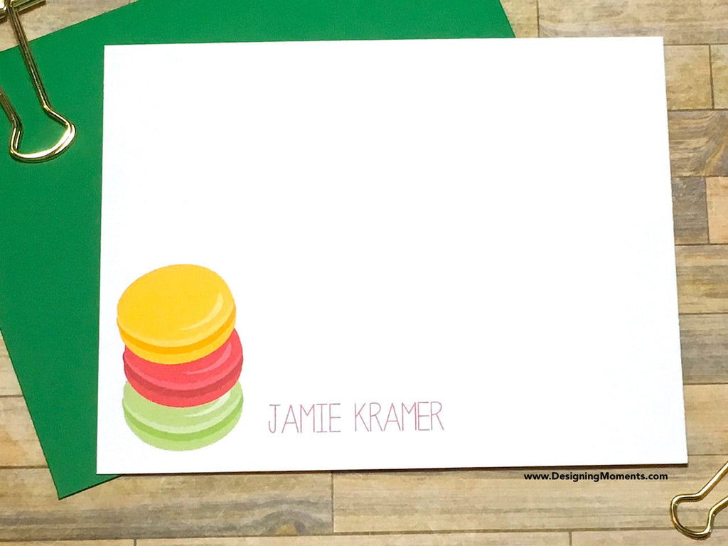 Stacked Macarons Personalized Note Cards