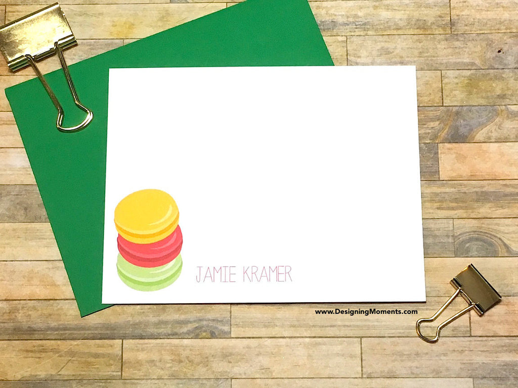 Stacked Macarons Personalized Note Cards