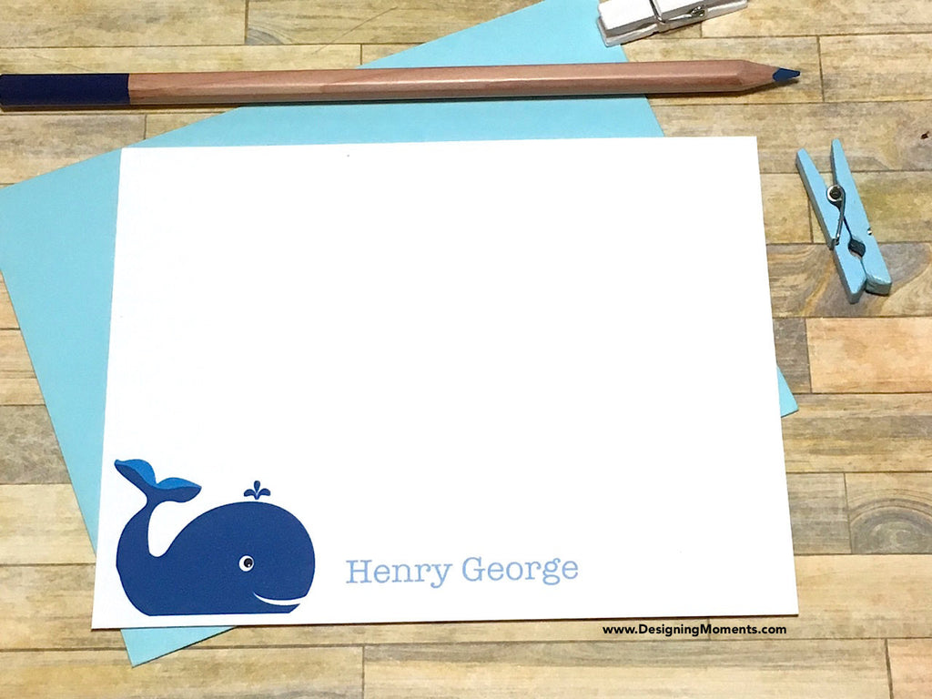 Blue Whale Personalized Note Cards