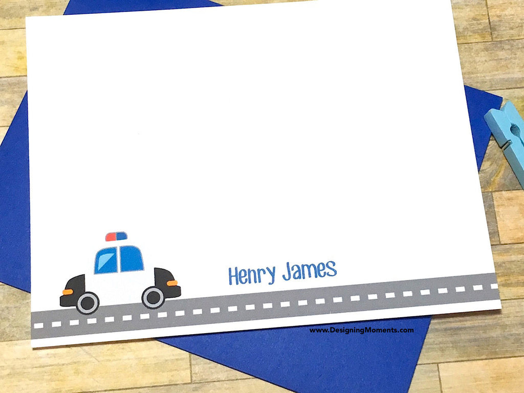 Police Car Personalized Note Cards