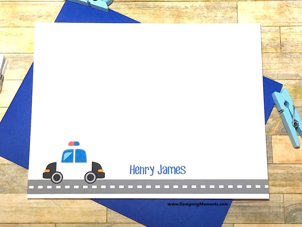 Police Car Personalized Note Cards