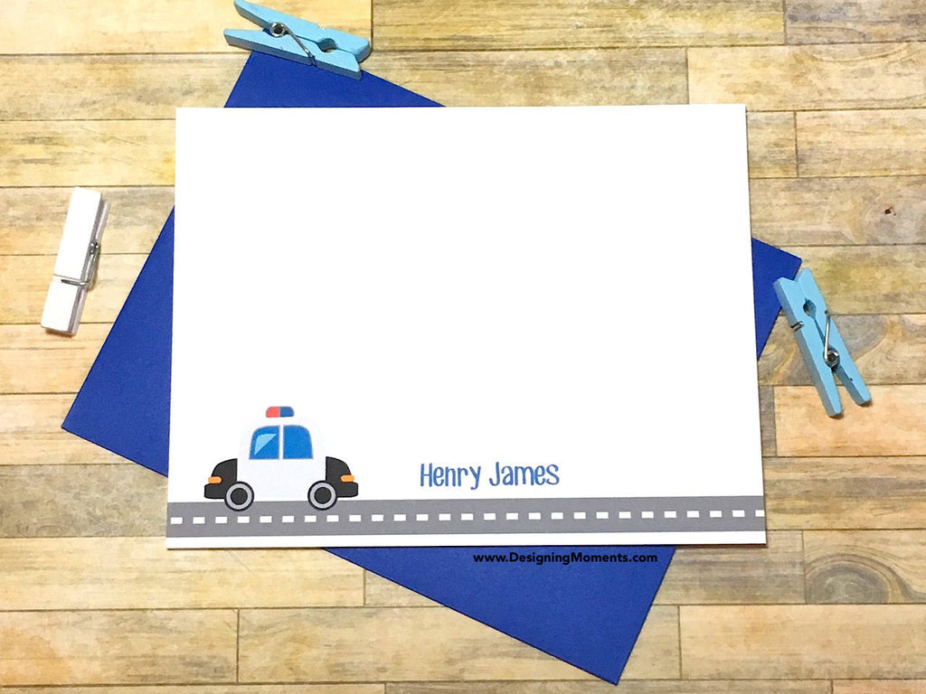 Police Car Personalized Note Cards