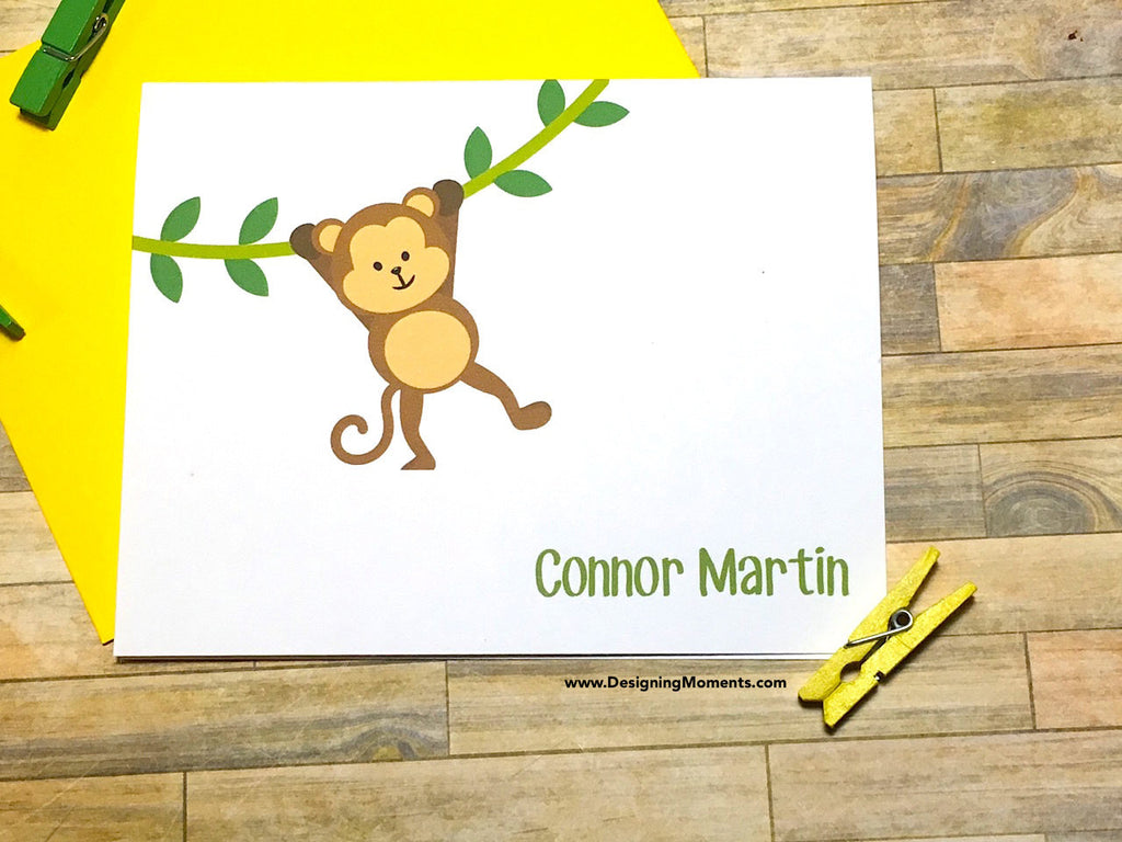 Swinging Monkey Personalized Note Cards