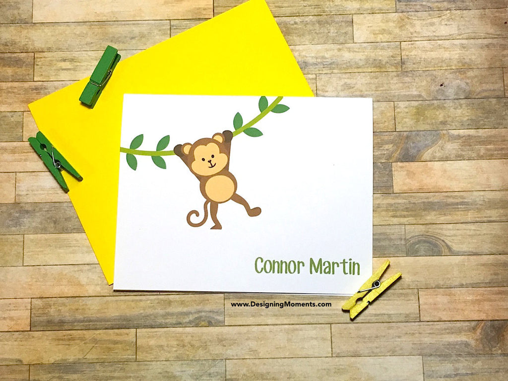 Swinging Monkey Personalized Note Cards