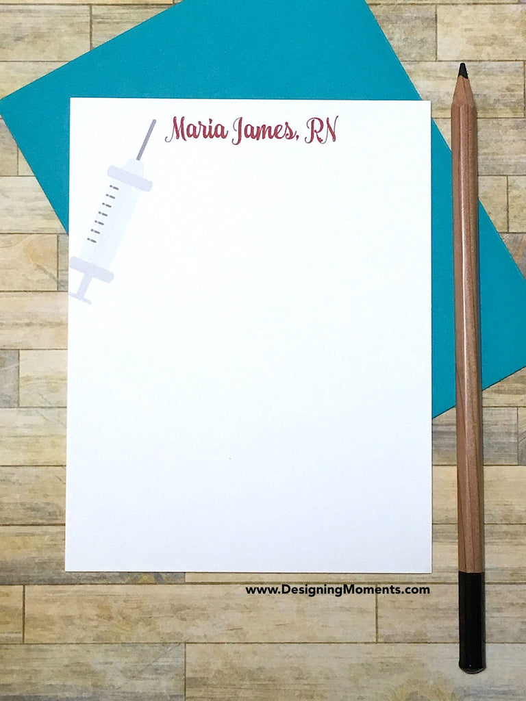 Syringe Personalized Note Cards for Nurse Medical Assistant