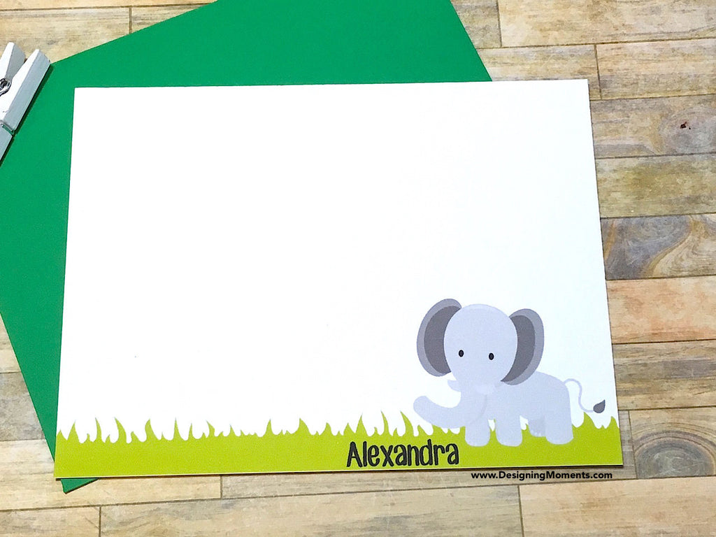 Elephant in a Field Personalized Note Cards