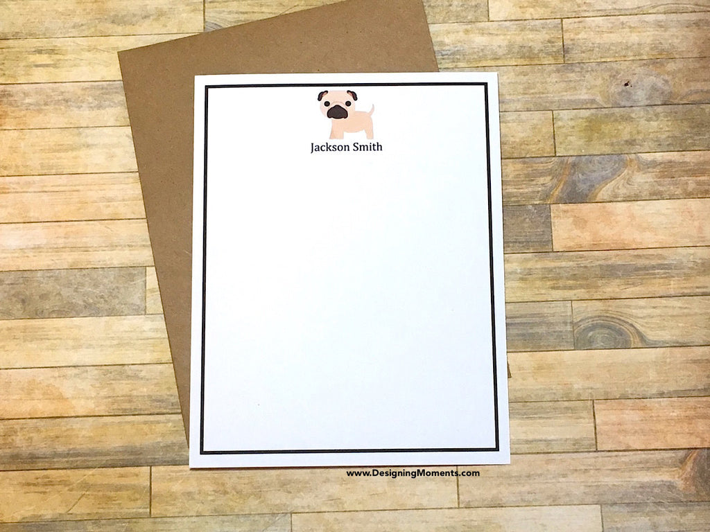 Pug Puppy Personalized Note Cards