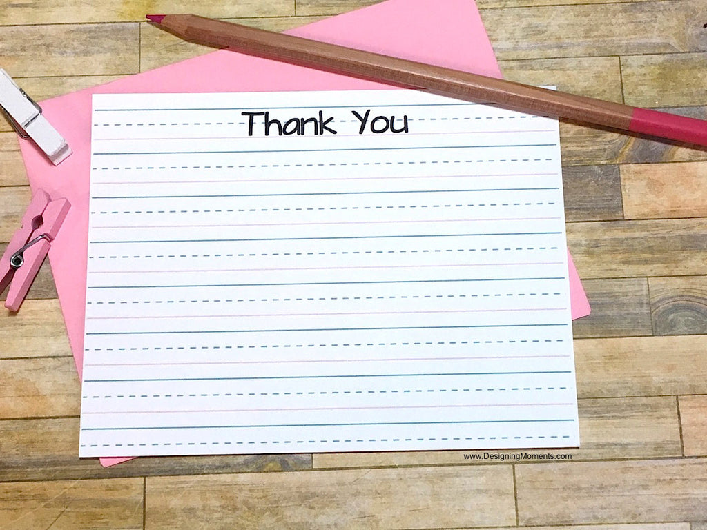 Childrens Lined Thank You Cards