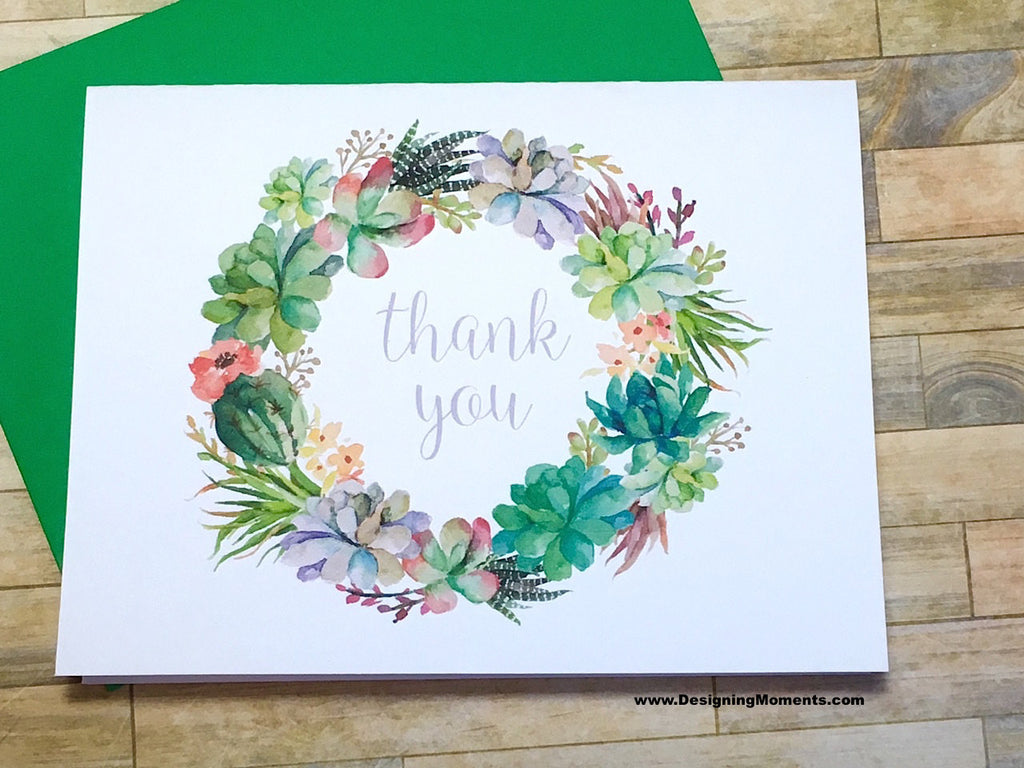 Succulent Wreath Thank You Cards