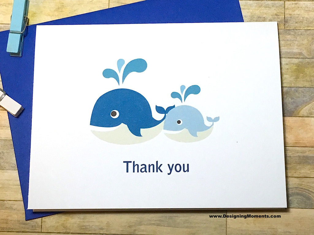 Whale Thank You Baby Shower Cards