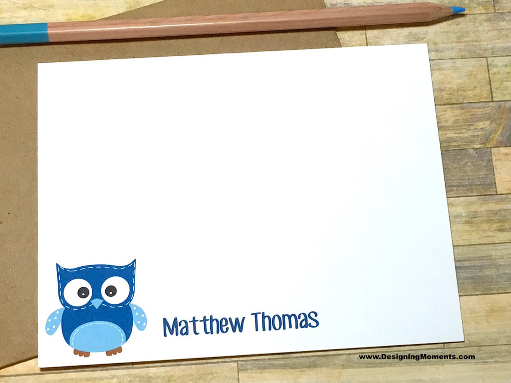 Blue Owl Personalized Note Cards