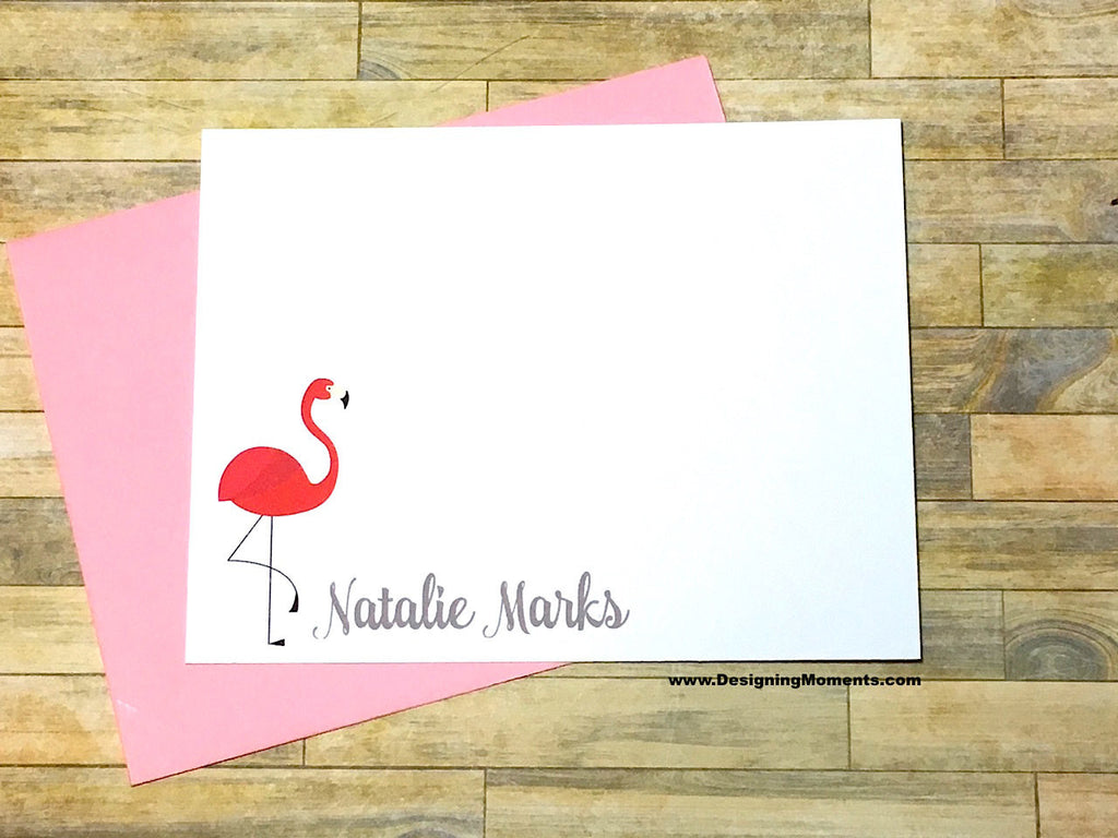 Pink Flamingo Personalized Note Cards
