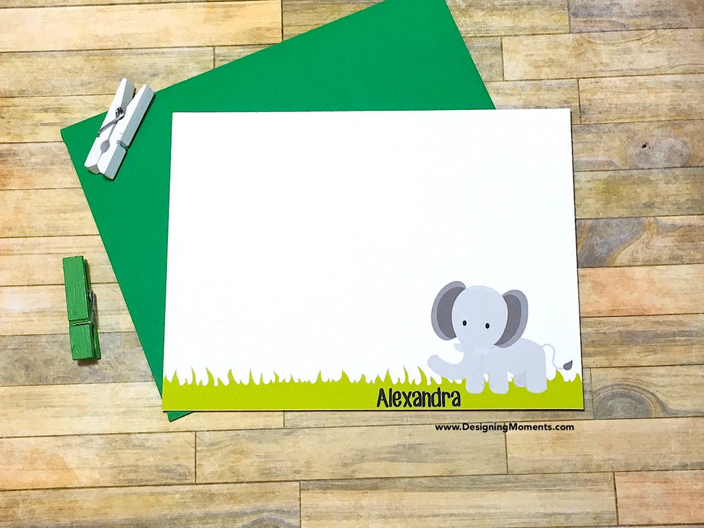 Elephant in a Field Personalized Note Cards