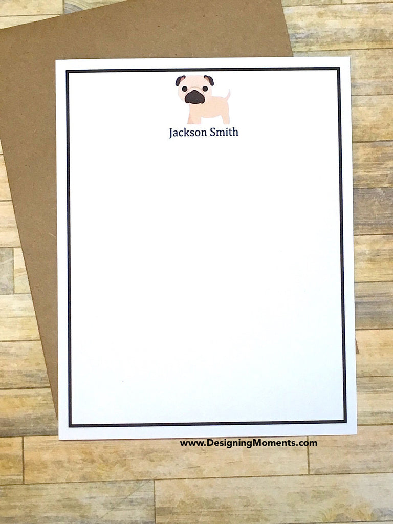 Pug Puppy Personalized Note Cards