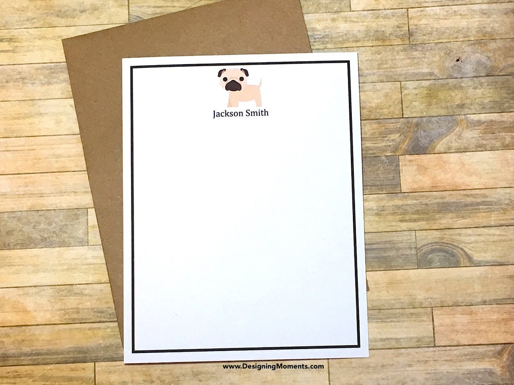 Pug Puppy Personalized Note Cards