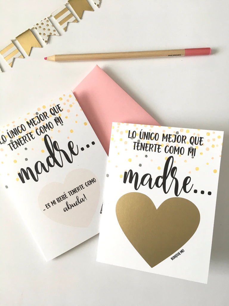 Madre to Abuela Spanish Pregnancy Reveal Scratch Off Card