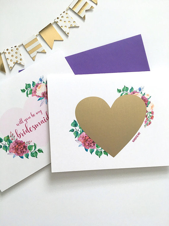 Purple Personalized Bridesmaid Scratch Off Proposal