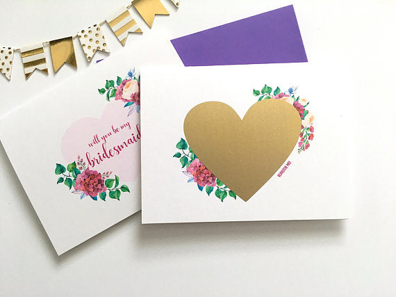 Purple Personalized Bridesmaid Scratch Off Proposal