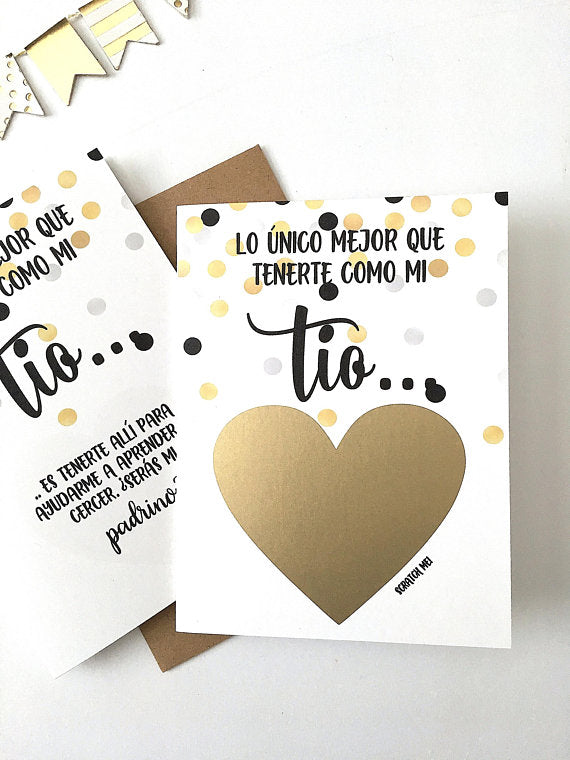 Tio Padrino Spanish Godfather Proposal Scratch Off Card