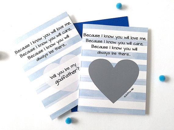 Poem for Godfather Scratch Off Proposal Card