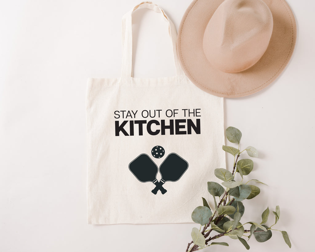 Stay Out of the Kitchen, Pickleball Canvas Market Tote Bag