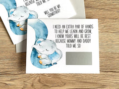 blue elephant godmother baptism card