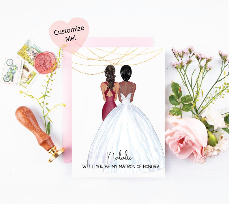 Personalized portraits proposal will you be my bridesmaid