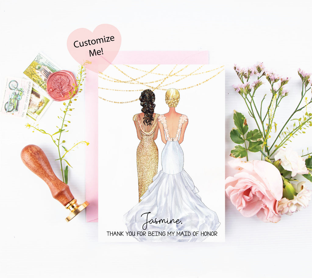Personalized portraits wedding day cards