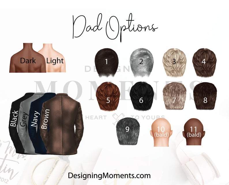dad options for custom portrait wedding day thank you cards