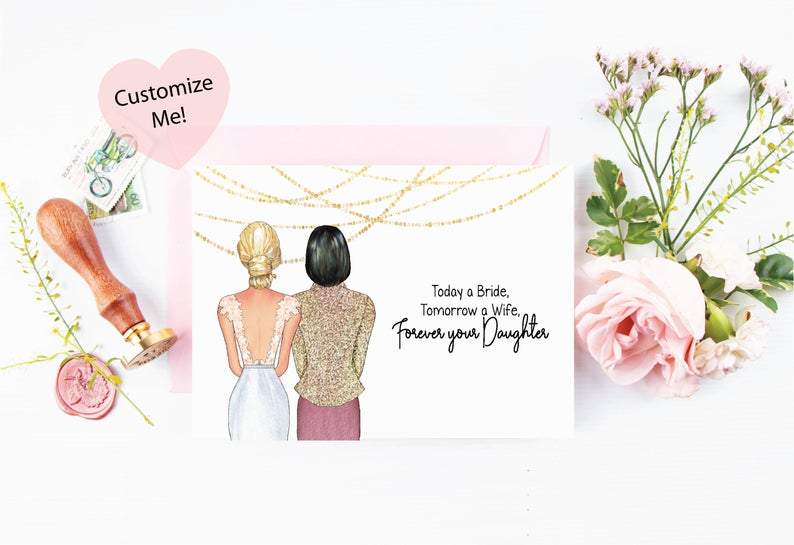 personalized customizable wedding day card for mother