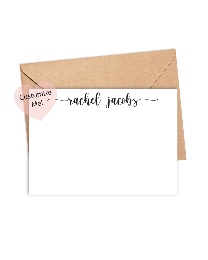 Modern Calligraphy Personalized Name Stationery (Set of 10)