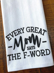Mom F Word Funny Tea Towel