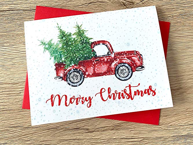 Christmas Truck and Tree Watercolor Cards