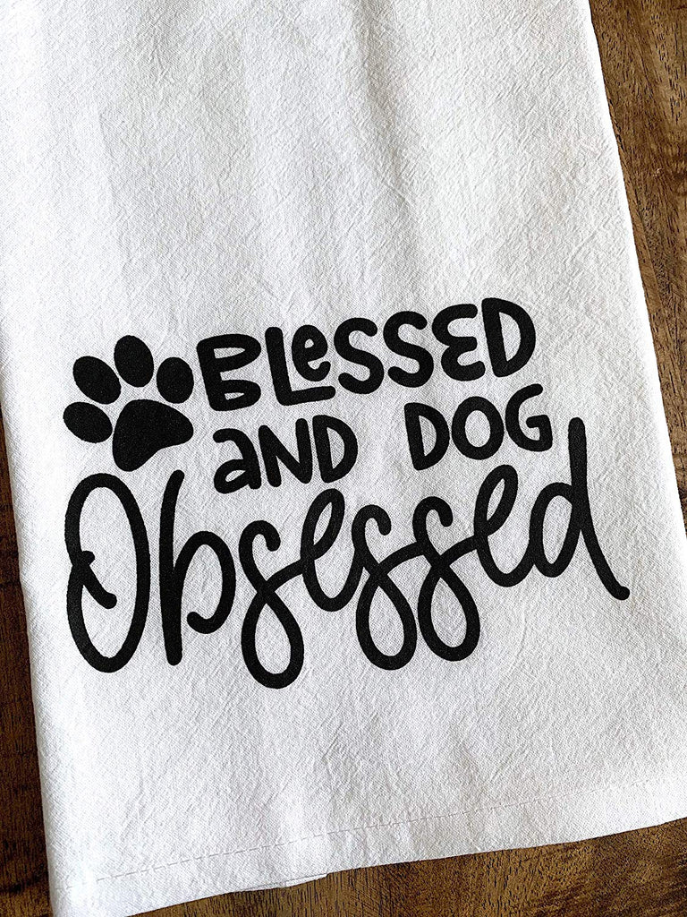 Blessed and Dog Obsessed Kitchen Tea Towel