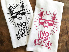 No Prob Llama Funny Kitchen Tea Towel