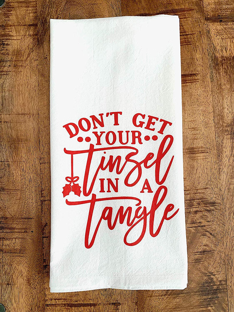 Dont Get Your Tinsel in a Tangle Funny Christmas Tea Towel