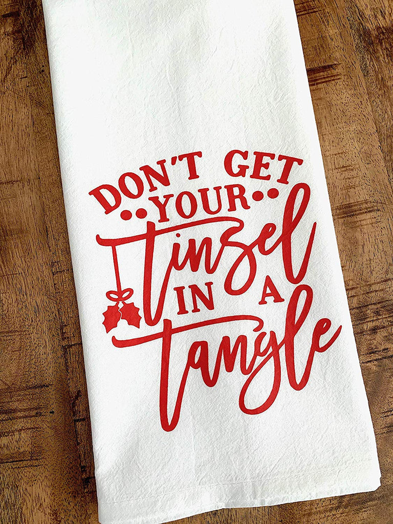 Dont Get Your Tinsel in a Tangle Funny Christmas Tea Towel