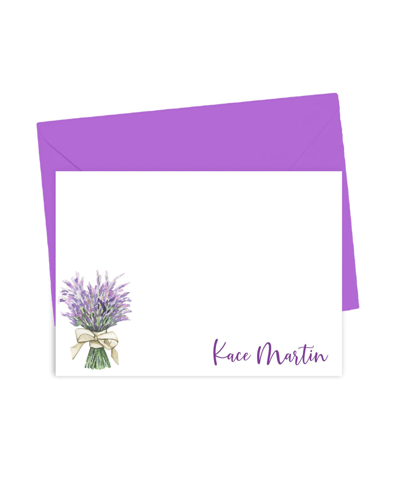 Personalized Lavender Bouquet Stationery Set