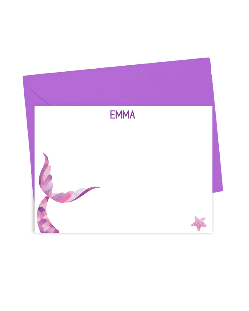 pretty purple mermaid tail note cards