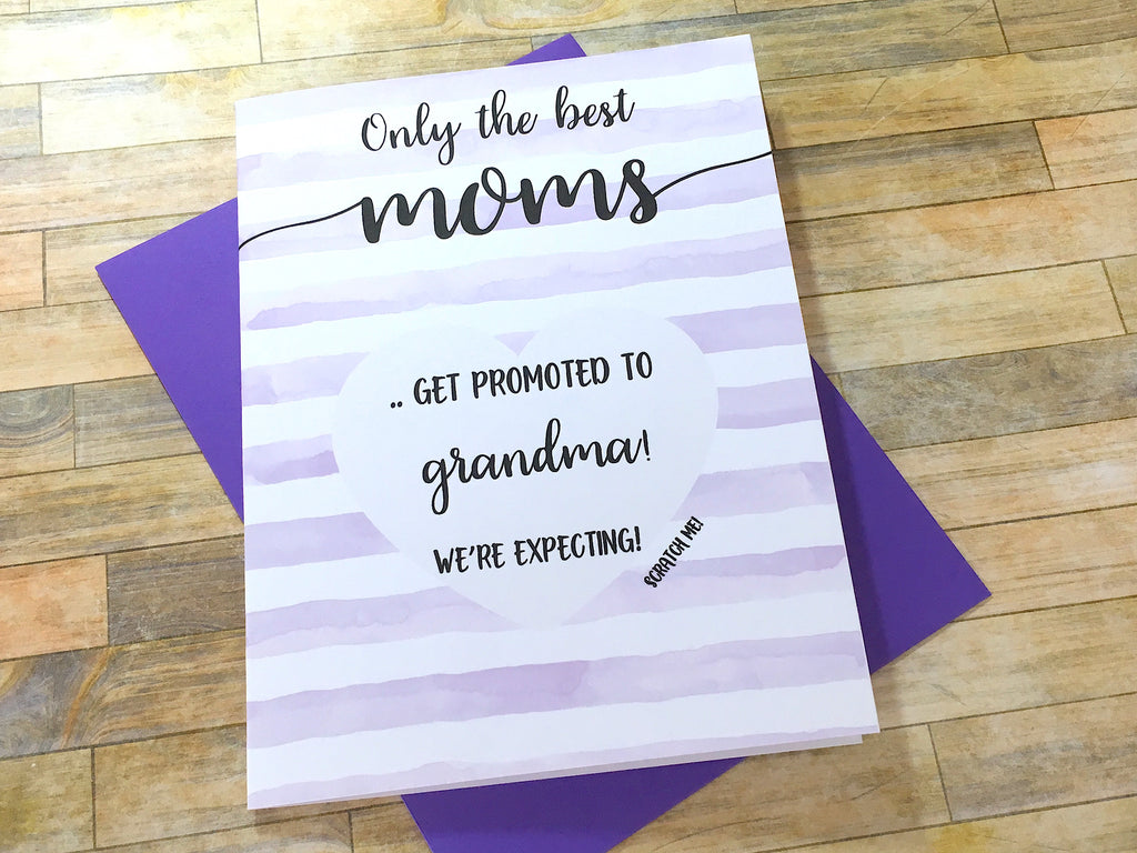Stripes Mom to Grandma Pregnancy Scratch Off Card