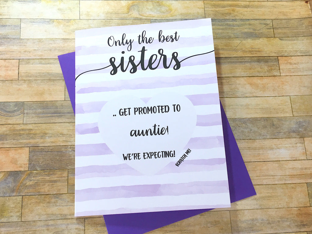 Stripes Sister Pregnancy Scratch off Card