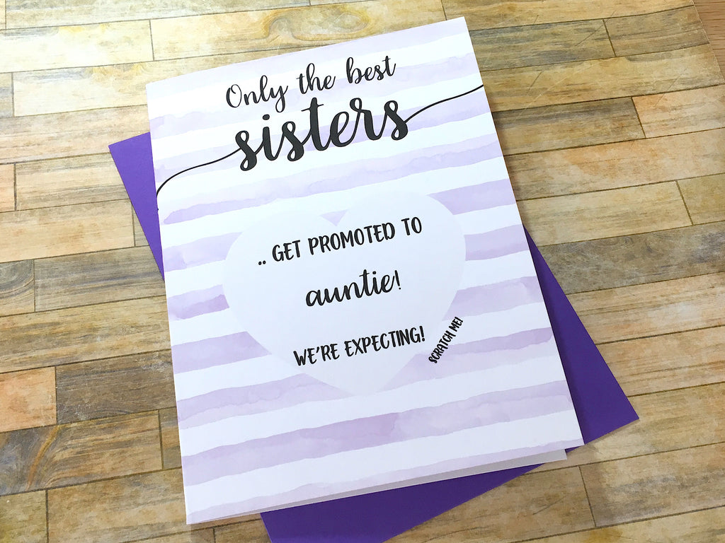 Stripes Sister Pregnancy Scratch off Card